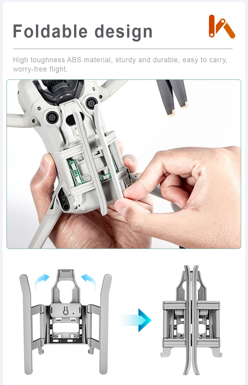 SKYPOINT Colorful LED Landing Gear for DJI Mini 4 Pro Drone Accessory Foldable Landing Gear with Flash LED Lights