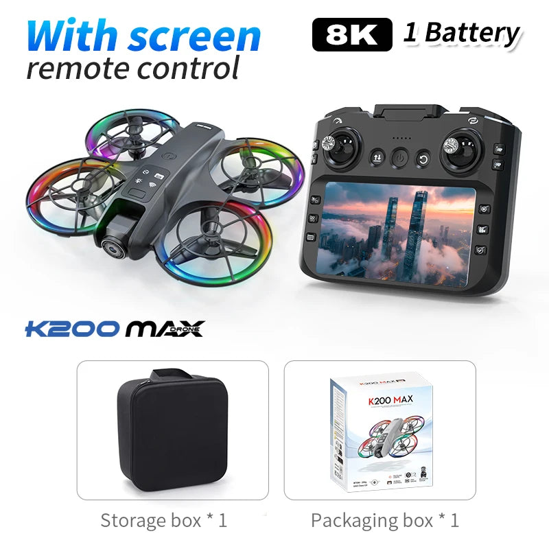 SKYPOINT NEW K200 MAX Drone Large Ultra HD Screen Remote 8K Aerial Vehicle GPS Brushless Motor Long Flight Time 5G Dual Camera Quadcopter