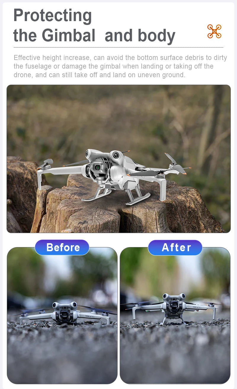 SKYPOINT Colorful LED Landing Gear for DJI Mini 4 Pro Drone Accessory Foldable Landing Gear with Flash LED Lights