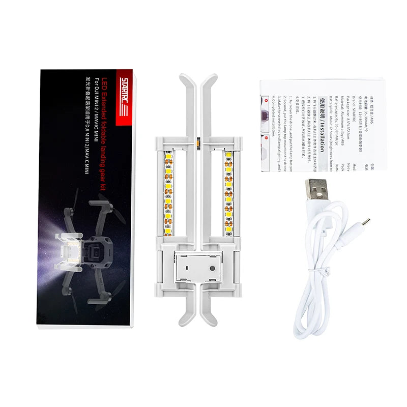 SKYPOINT Mini 2SE Colorful LED Landing Gear for DJI Mini 4K/Mini 2 Drone Accessory Foldable Landing Gear with Flash LED Lights