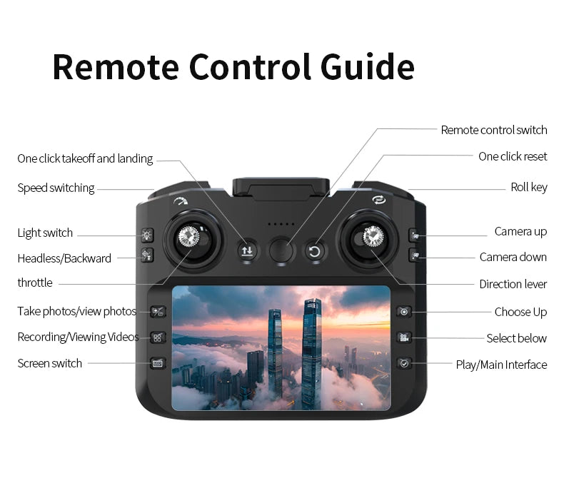 SKYPOINT NEW K200 MAX Drone Large Ultra HD Screen Remote 8K Aerial Vehicle GPS Brushless Motor Long Flight Time 5G Dual Camera Quadcopter