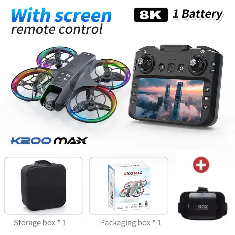 SKYPOINT NEW K200 MAX Drone Large Ultra HD Screen Remote 8K Aerial Vehicle GPS Brushless Motor Long Flight Time 5G Dual Camera Quadcopter