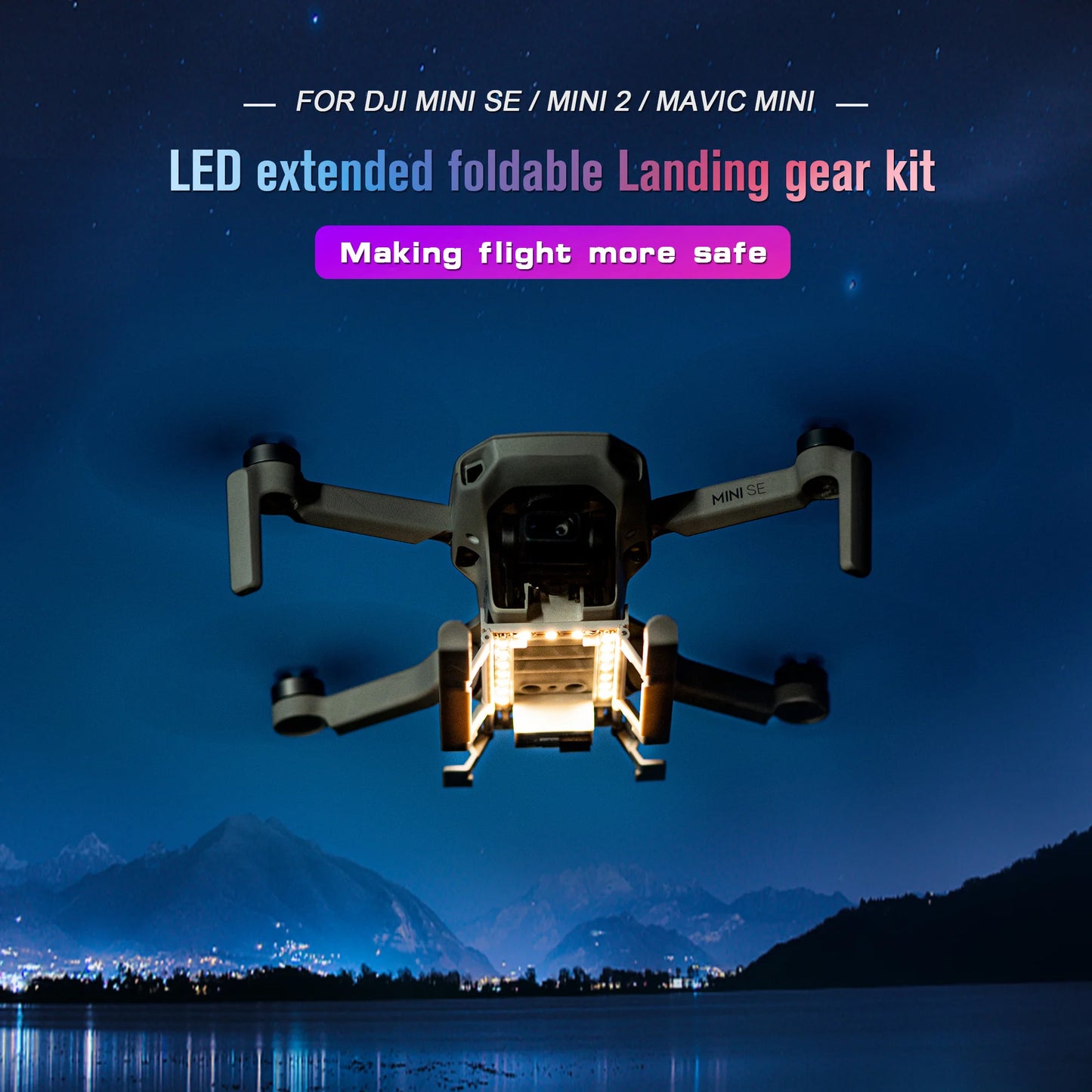 SKYPOINT Mini 2SE Colorful LED Landing Gear for DJI Mini 4K/Mini 2 Drone Accessory Foldable Landing Gear with Flash LED Lights