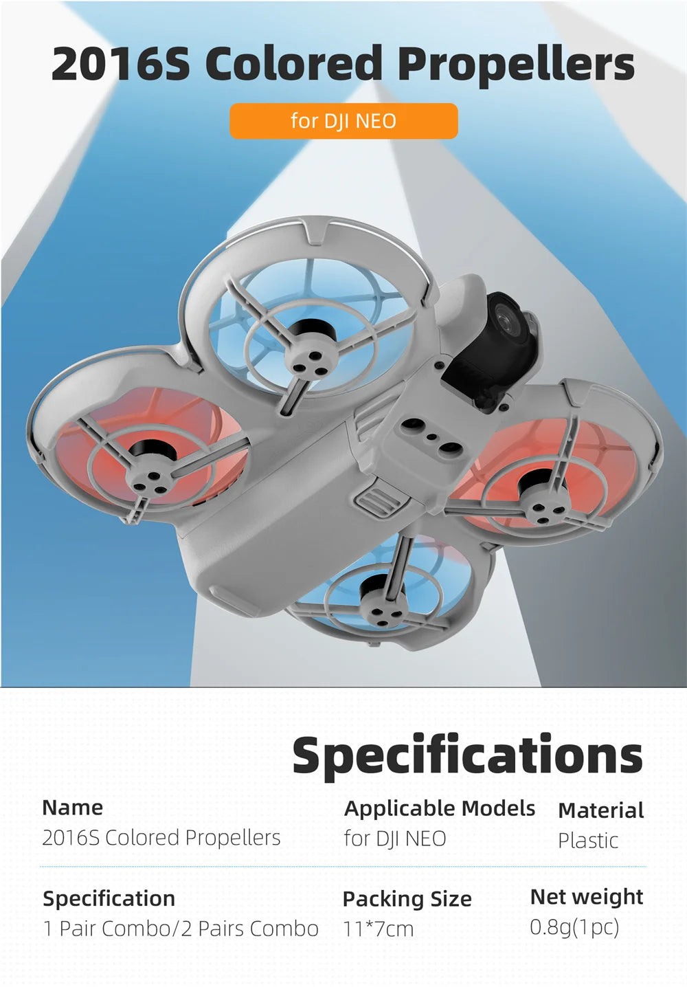 SKYPOINT Propeller Drone Blade Props For DJI NEO Storage Case Replacement Kit Light Weight Colorful Wing Fans Low Noise Accessories Set