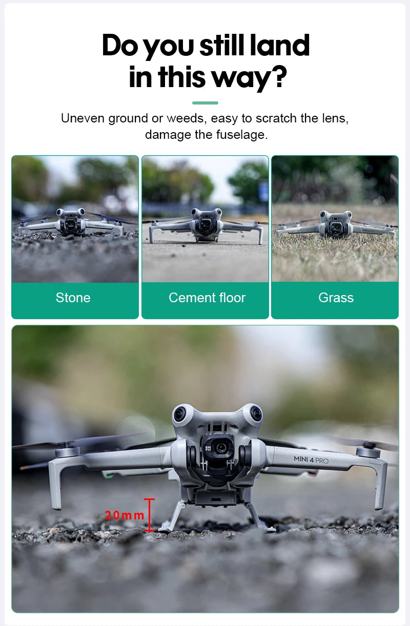 SKYPOINT Colorful LED Landing Gear for DJI Mini 4 Pro Drone Accessory Foldable Landing Gear with Flash LED Lights