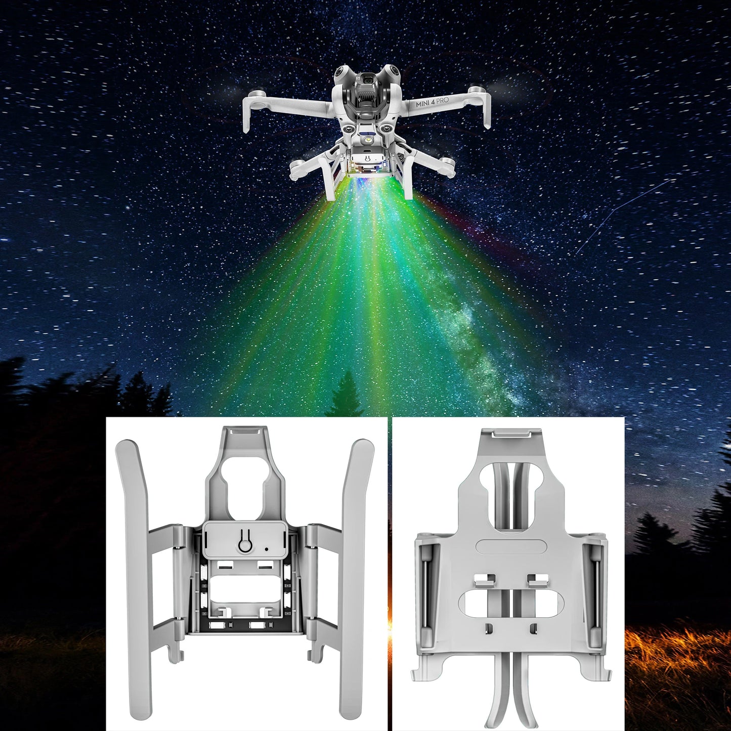 SKYPOINT Colorful LED Landing Gear for DJI Mini 4 Pro Drone Accessory Foldable Landing Gear with Flash LED Lights