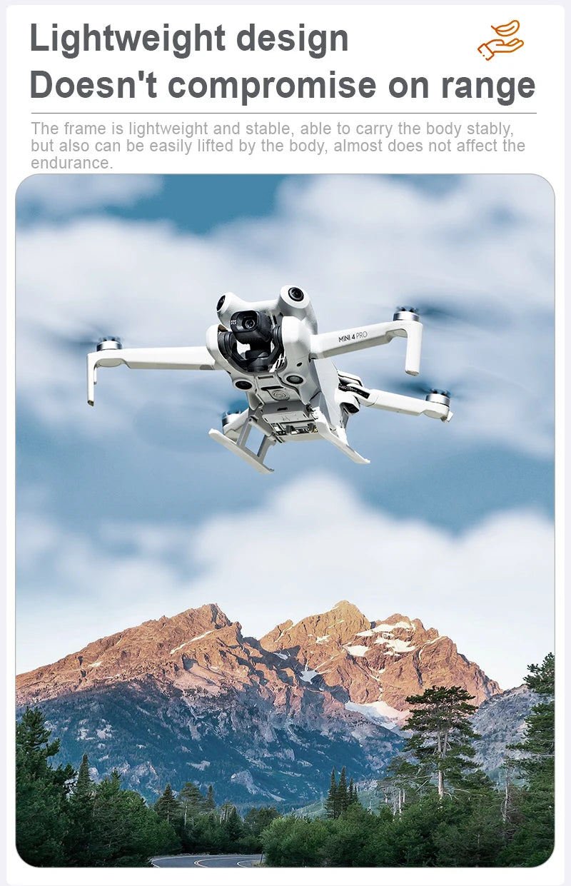 SKYPOINT Colorful LED Landing Gear for DJI Mini 4 Pro Drone Accessory Foldable Landing Gear with Flash LED Lights